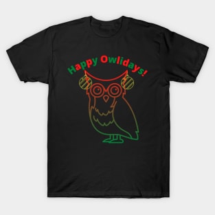 Happy Holidays owl shirt | Funny Christmas shirt T-Shirt